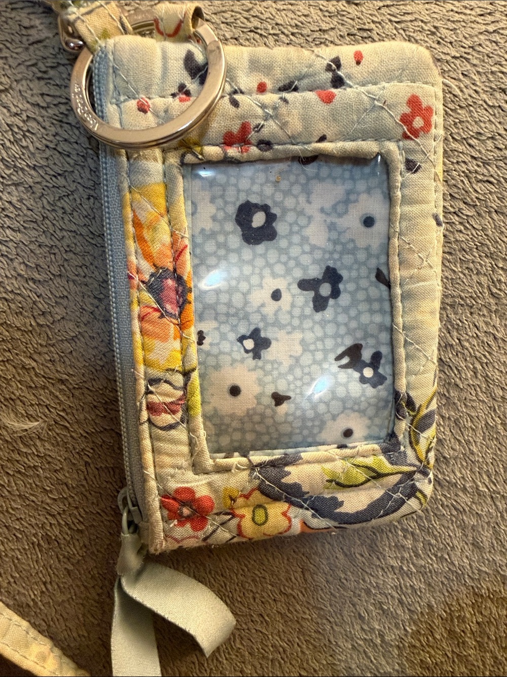 Vera Bradley Quilted Floral Wristlet Pouch in Pastel Blue